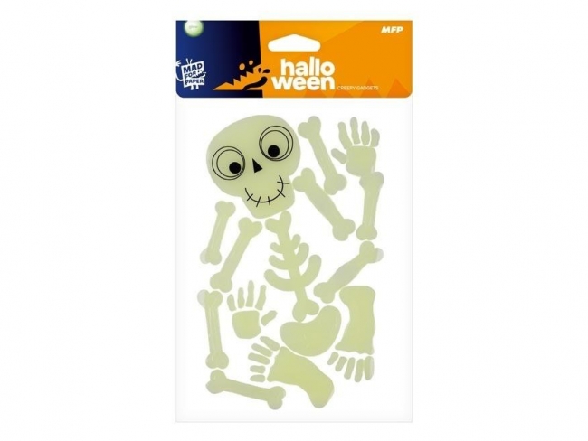 Naklejki Halloween żelowe świecące szkielet mix