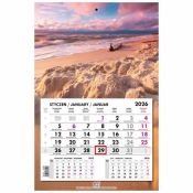 Kalendarz 2026 jednodzielny główka płaska Bałtyk