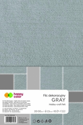 Filc dekoracyjny szary 10szt HAPPY COLOR