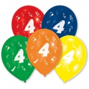 Balony lateksowe cyfra 4, 10 sztuk (48946)