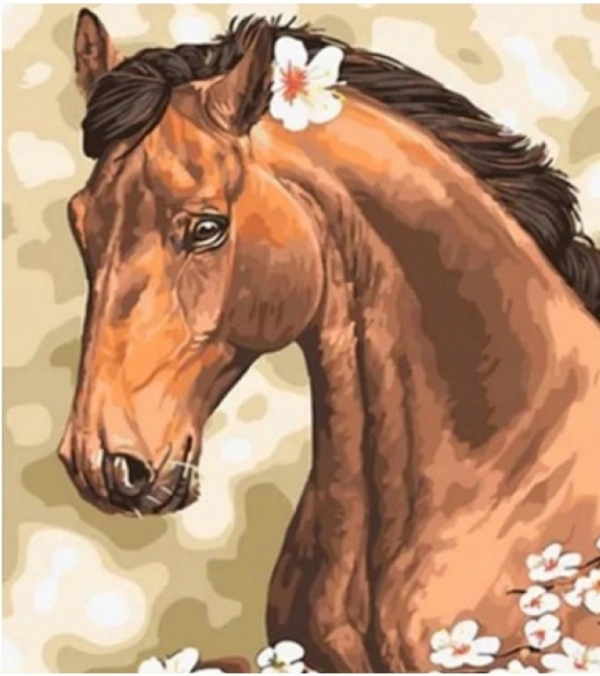 Diamentowa mozaika - Koń z kwiatkiem (NO-1007746)