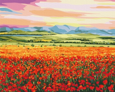 <img src='https://webimage.pl/pics/462/9/d5901498139058.jpg' style='height:440px' /> Malowanie po numerach BRUSHME 40x50 cm Zachód Słońca nad Polem Kwiatów