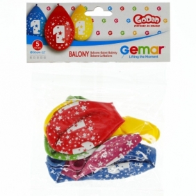 Balon gumowy Godan cyfra 1 mix 5 szt. (GS110/1w)