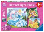 Ravensburger, Puzzle 3x49: Zwierzaki Księżniczek Disney'a (09346)