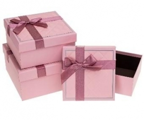 Pudełko prezentowe 3szt różowe ROZETTE