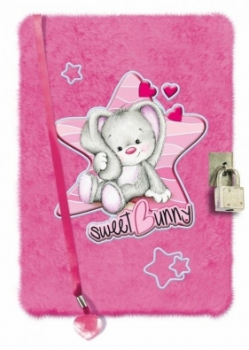 Pamiętnik z kłódką włochacz 96 kartek Sweet Bunny Pink