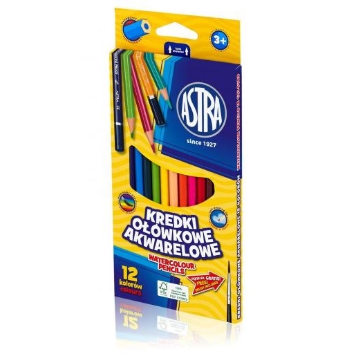 Kredki ołówkowe akwarelowe, 12 kolorów + pędzelek (312110004)