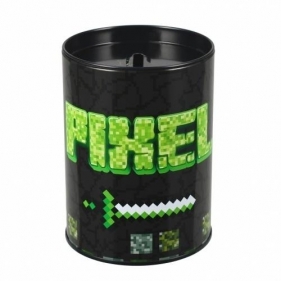 Skarbonka metalowa okrągła Pixel