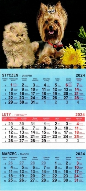 Kalendarz 2024 trójdzielny