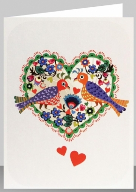 Karnet PM546 wycinany + koperta Ptaszki serce Ślub