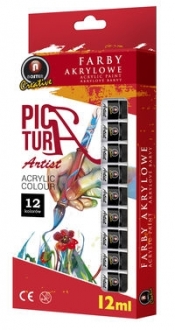 Farby akrylowe 12 kolorów w tubie 12 ml