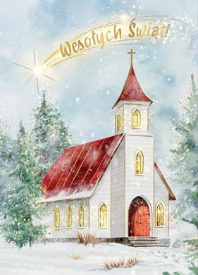 Karnet B6 Boże Narodzenie - Kościół z gwiazdą