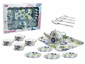 Komplet do herbaty metalowy kwiaty 19el