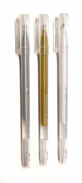 MG, Długopis żelowy 0,6mm, zestaw 3 kol: złoty, srebrny, biały