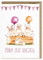 Kartka urodzinowa Roczek Zajączki K114