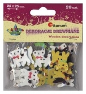 Dekoracje drewniane Kotki 25x25mm 20 sztuk