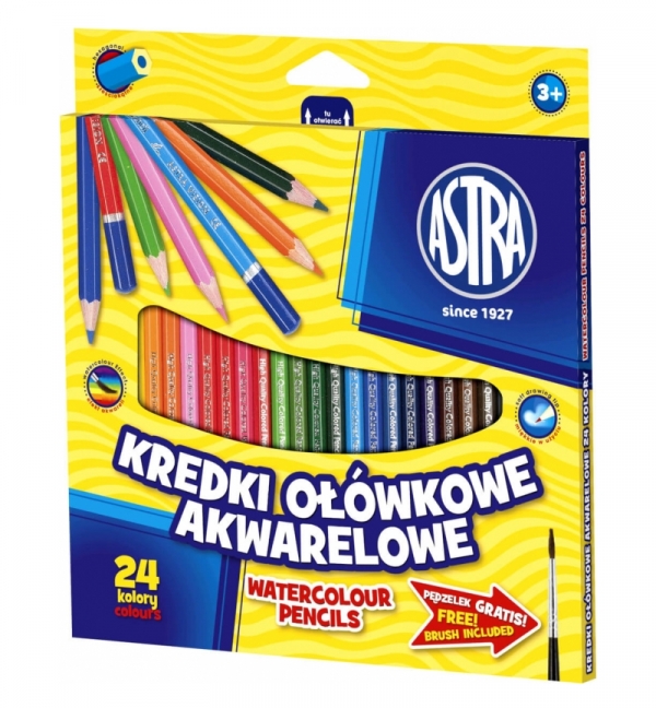 Kredki ołówkowe akwarelowe Astra, 24 kolory (312110005)