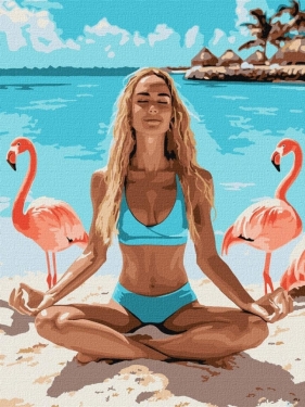 Malowanie po numerach - Joga z flamingami 30x40cm