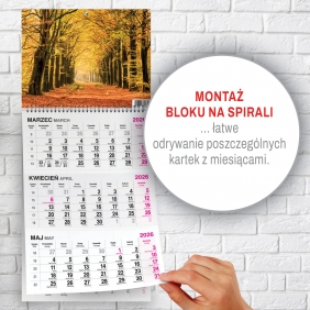 Kalendarz trójdzielny spirala - Las