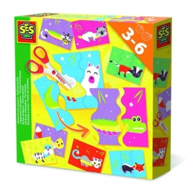 Zabawa kreatywna - uczę się używać nożyczek-puzzle - zwierzątka