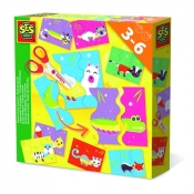 Zabawa kreatywna - uczę się używać nożyczek-puzzle - zwierzątka