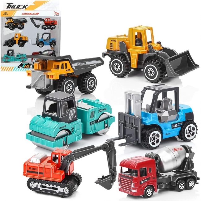 Zestaw pojazdów budowlanych metalowch 6szt