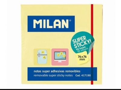 Karteczki samoprzylepne Milan Super Sticky, żółte (417190)