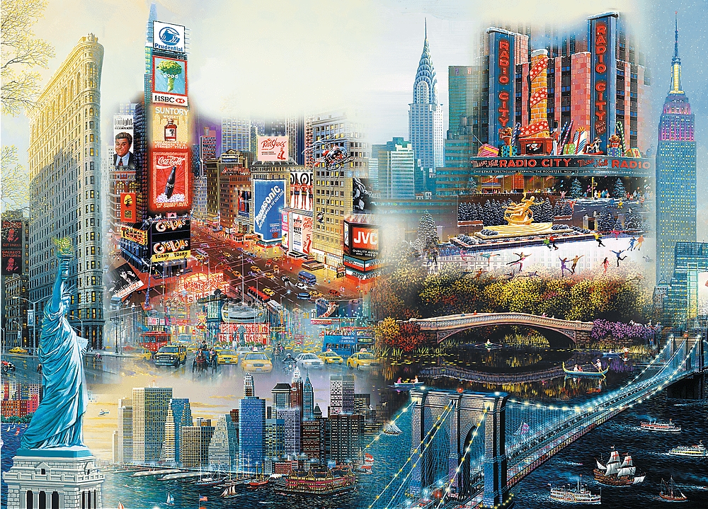 Trefl, Puzzle drewniane 1000: Nowy Jork - kolaż (20147)