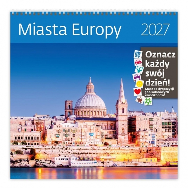 <img src='https://webimage.pl/pics/475/2/d8596641052475.jpg' style='height:440px' /> Kalendarz 2027 ścienny 30x30cm Miasta Europy HELMA