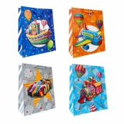 Torebka prezentowa dziecięca S brokat pojazdy mix