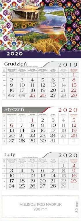 Kalendarz 2020 Trójdzielny Polska CRUX