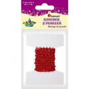 Sznurek z perełek 2mm/2,5m - czerwone