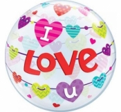 Balon foliowy I Love U Banner Hearts 55cm