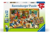 Ravensburger, Puzzle dla dzieci 2D: Warsztat świąteczny 2x12 el.