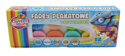 Farby plakatowe pastelowe 12 kolorów 20ml