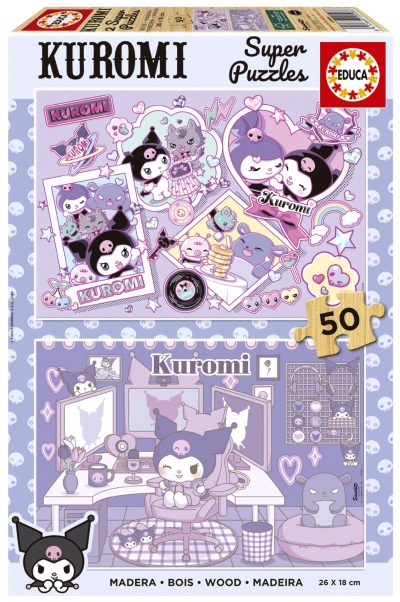 <img src='https://webimage.pl/pics/478/5/d8412668205086.jpg' style='height:440px' /> Puzzle Kuromi drewniane 2 x 50 el 114066