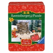 Puzzle 80 elementów Kotek na śniegu