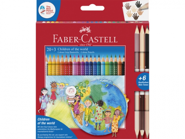 Kredki trójkątne Faber-Castell Children of the world, 20 kol. + 3 kredki dwustronne  (201747 FC)