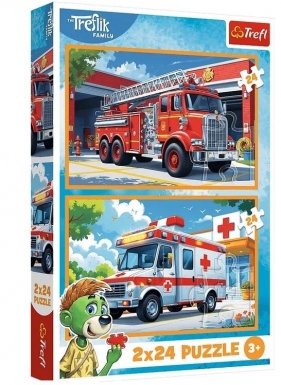 Puzzle 2x24 Wóz strażacki i karetka TREFL