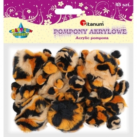 Pompony akrylowe, 45 szt. - cętki brązowe (338521)