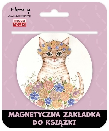 Zakładka magnetyczna kulka 2 - kot w kwiatach