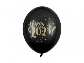 Balony Happy 2023! Pastel Black 30cm 6szt