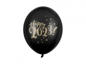 Balony Happy 2023! Pastel Black 30cm 6szt