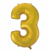 Balon foliowy Godan złoty matowy cyfra 3 45 cali 45cal (hs-c45zm3)