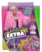 Barbie Extra: Modna lalka z różową puchata kurtką (GRN27/GRN28)