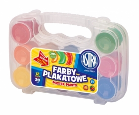 Farby plakatowe Astra, 12 kolorów 20 ml - walizka (301117002) (Uszkodzone opakowanie)