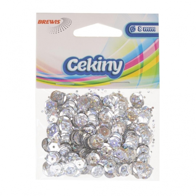 Cekiny holograficzne srebrne 8mm
