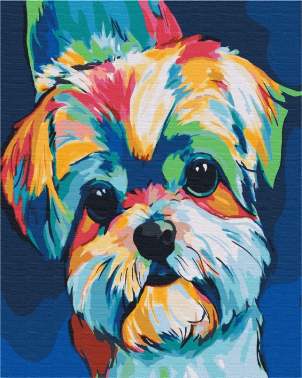 Obraz Paint it! Malowanie po numerach - Kolorowy pies (BS51414)