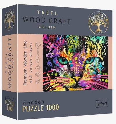 Trefl, Puzzle drewniane 1000: Kolorowy kot (20148)