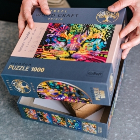 Trefl, Puzzle drewniane 1000: Kolorowy kot (20148)